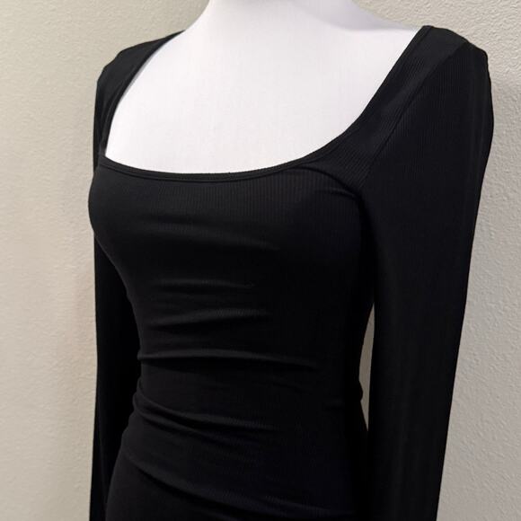 SKIMS Soft Lounge Long Sleeve Bodycon Dress Black Small Chic Quiet Luxury Staple - Picture 4 of 7